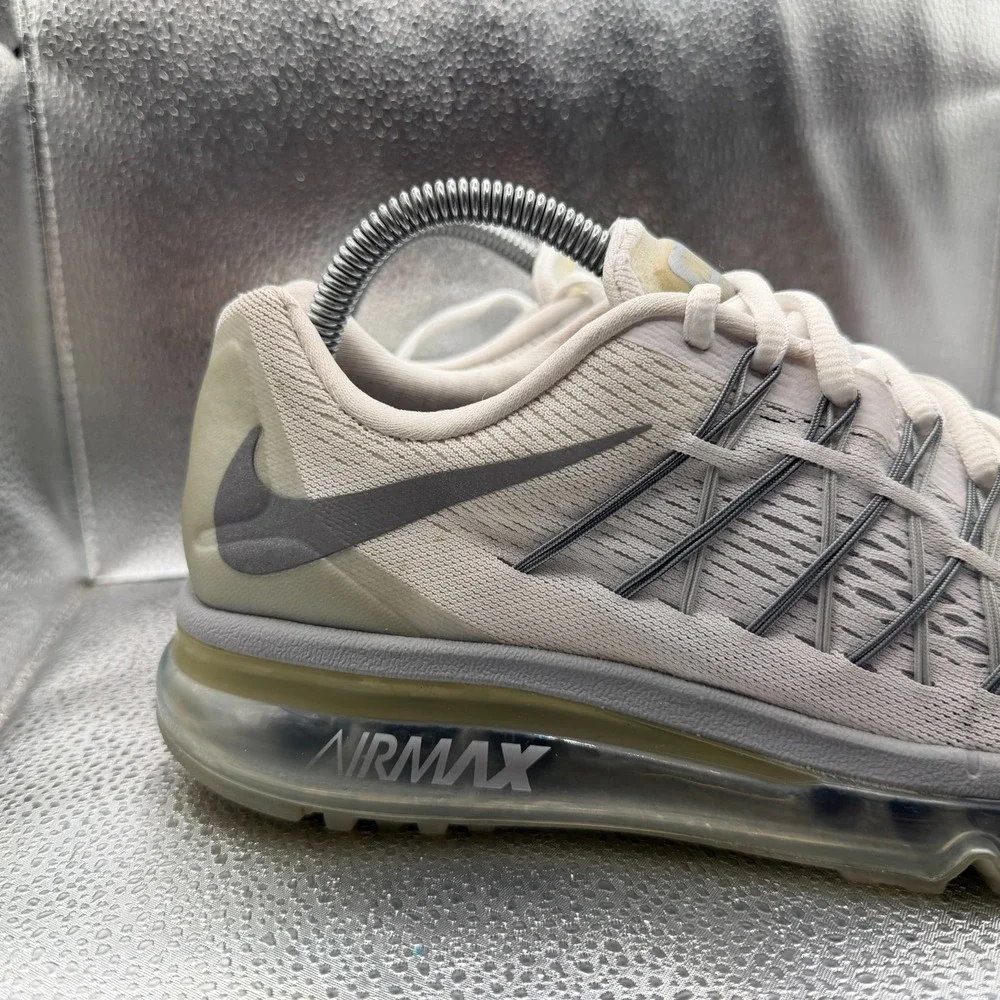 Size 7Y Nike Air Max White Metallic Silver Kids Running Sneaker Shoes 705457-102